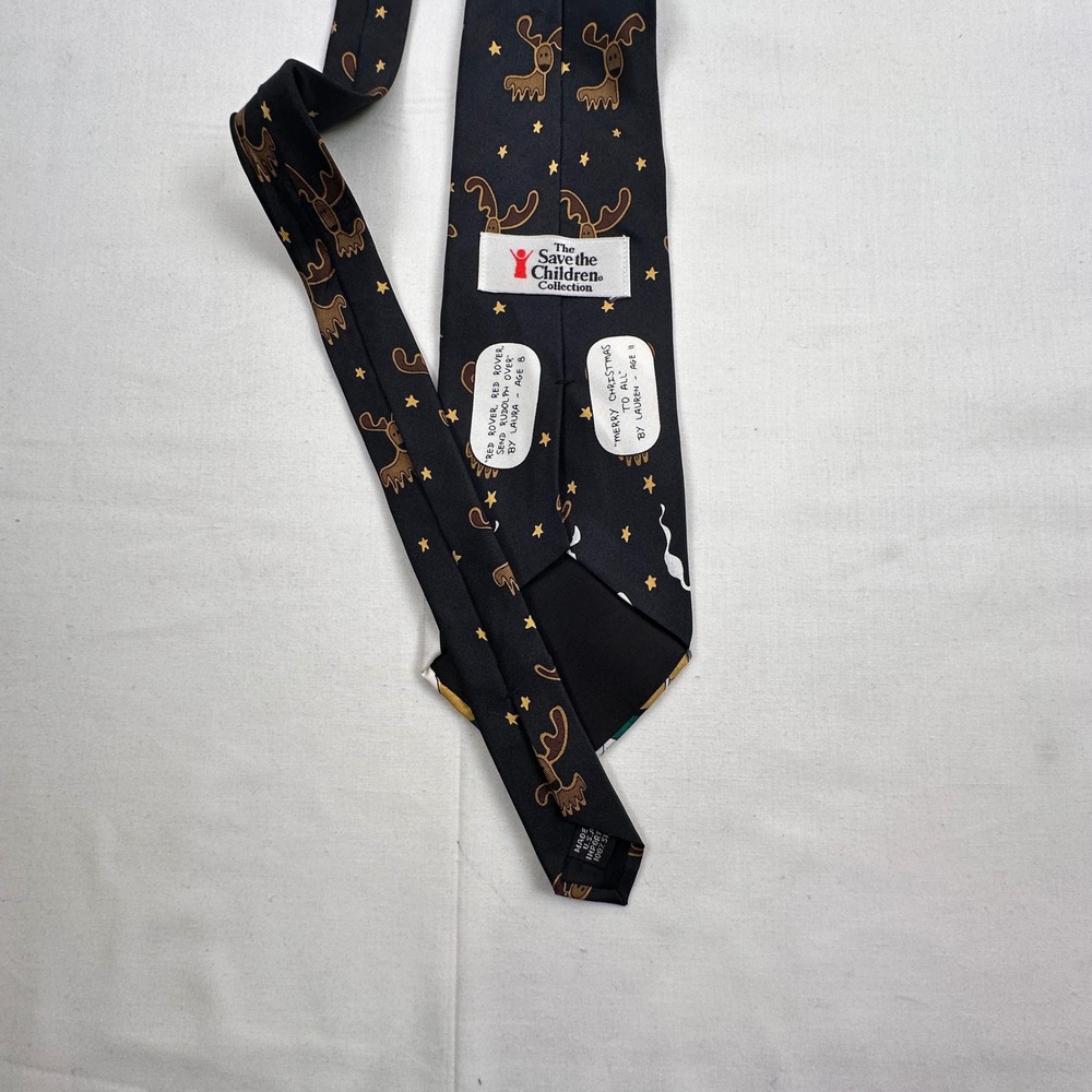 Christmas Tie necktie Holiday Santa Reindeer USA Silk Save the Children - Picture 5 of 11